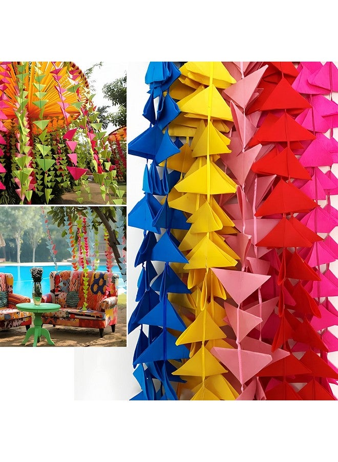 TREEWING أقمشة زينة مثلثية مزخرفة من تري وينغ بطول 4 أقدام. للتعليق في مهرجان المندي، هالدي، الزفاف، ديكور الحفلات/الخلفيات، ديكور المنزل، حفلات ذات موضوع لوني، المهرجانات (تعليقات مثلثية (متعددة الألوان)، 5) - Image 4