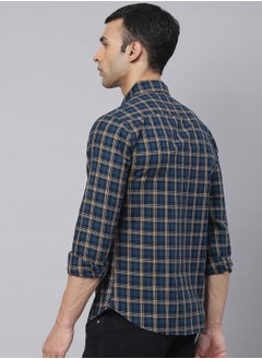 Dennis Lingo Men's Slim Fit Teal Blue Casual Cotton Spread Shirt  - Image 5