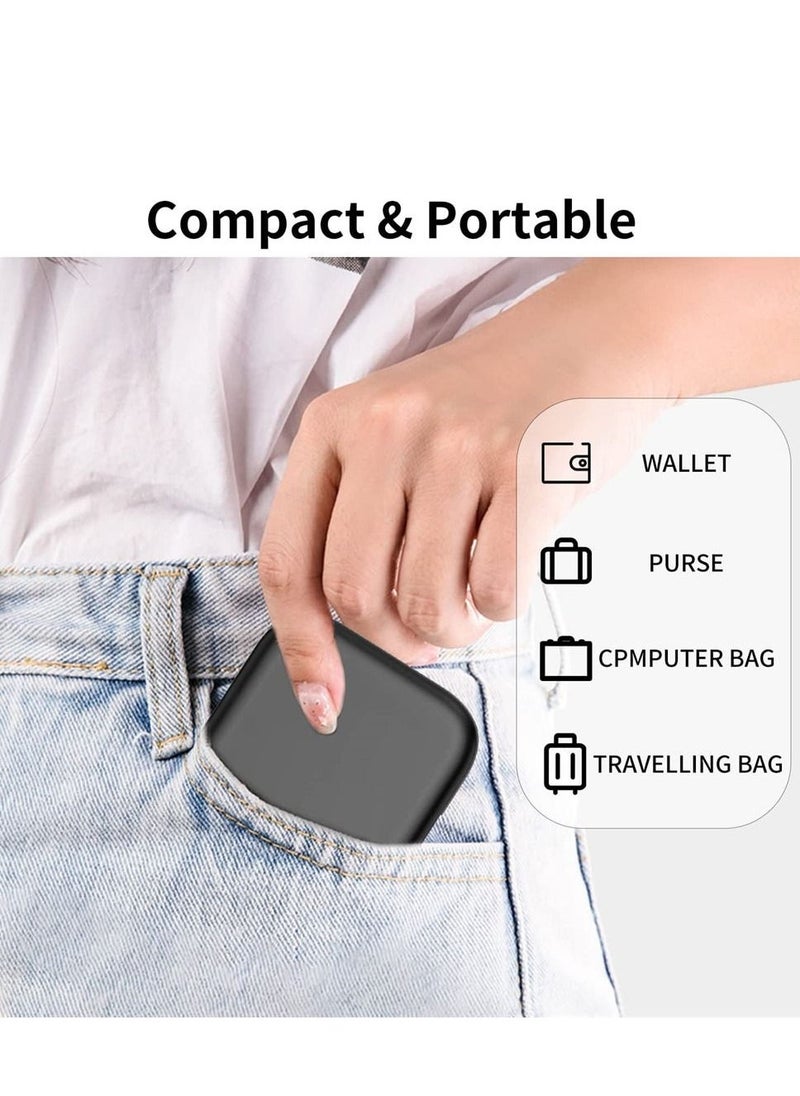 USB Adapter Cable Conversion Storage Box, USB C to USB C/Micro USB/IP Port/USB A Cable Converter, Data Transfer Tool Contains Card Slot Tray Eject Pin and Makeup Mirror, Use as Phone Holder (Black)  - Image 5
