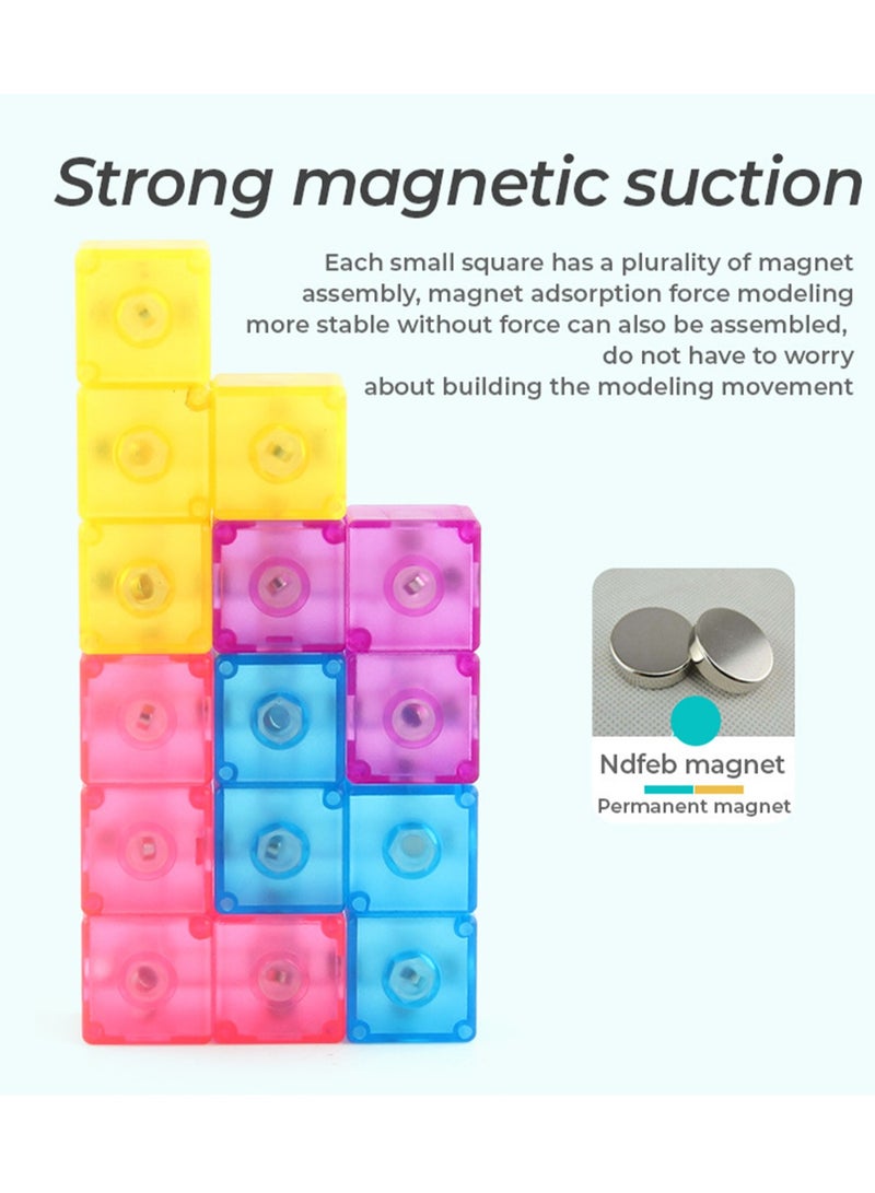 Educational toys 6cm magnetic building block Rubik's cube Russian cube Luban Rubik's cube three-order DIY Rubik's cube wooden block color random (B168-701 transparent magnetic building block Rubik's - Image 3