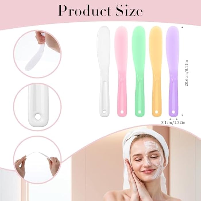 Ymapinc Silicone Face Mask Applicator Tool, 5Pcs Reusable Makeup Spatula,Mask Spatula, Small Plastic Skin Care Spatulas Cream & Lotion Spatulas Tools for DIY Skincare - Image 2