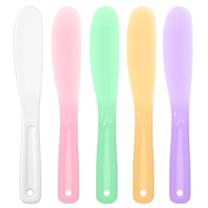 Ymapinc Silicone Face Mask Applicator Tool, 5Pcs Reusable Makeup Spatula,Mask Spatula, Small Plastic Skin Care Spatulas Cream & Lotion Spatulas Tools for DIY Skincare - Image 1