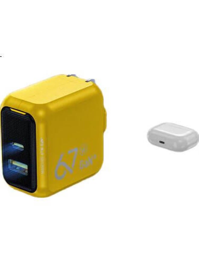Aohi Charger, Apple Pd67W Gan Dual-Port Fast Charger, Compatible With Apple Phones 14, Iphone 13/12 Pro Max, 27W, Yellow - Image 3