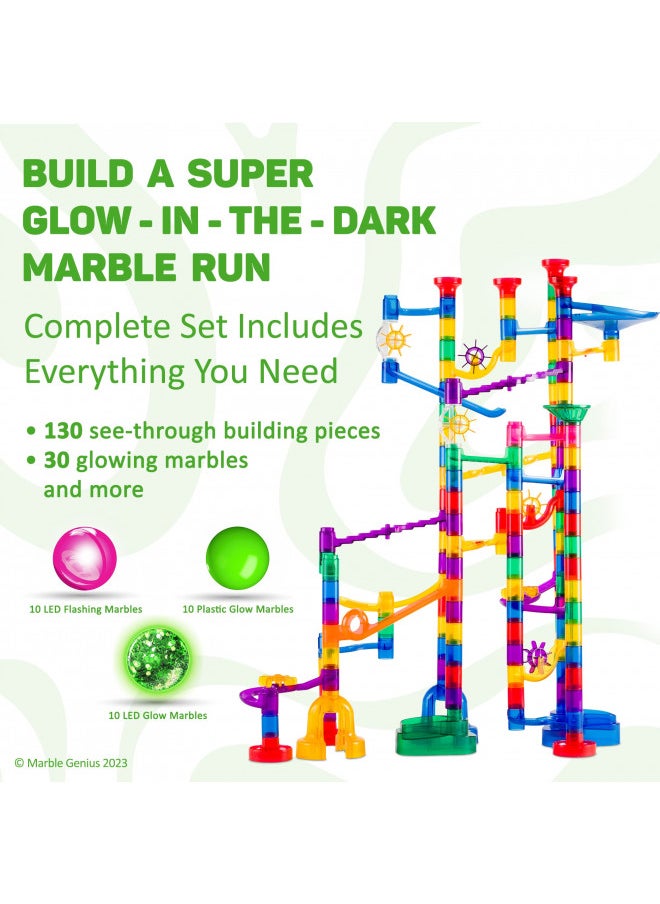 Marble Genius Marble Genius 200 pcs Glow Marble Run Track Race Super Set for Kids Age 4+, Glow in The Dark, STEM Educational Building Block, Color Instruction Manual, Christmas & Thanskgiving Gifts for Kids  - Image 2