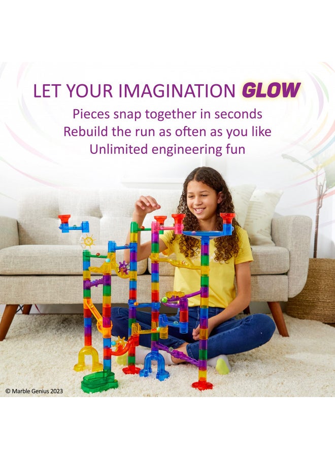 Marble Genius Marble Genius 200 pcs Glow Marble Run Track Race Super Set for Kids Age 4+, Glow in The Dark, STEM Educational Building Block, Color Instruction Manual, Christmas & Thanskgiving Gifts for Kids  - Image 3