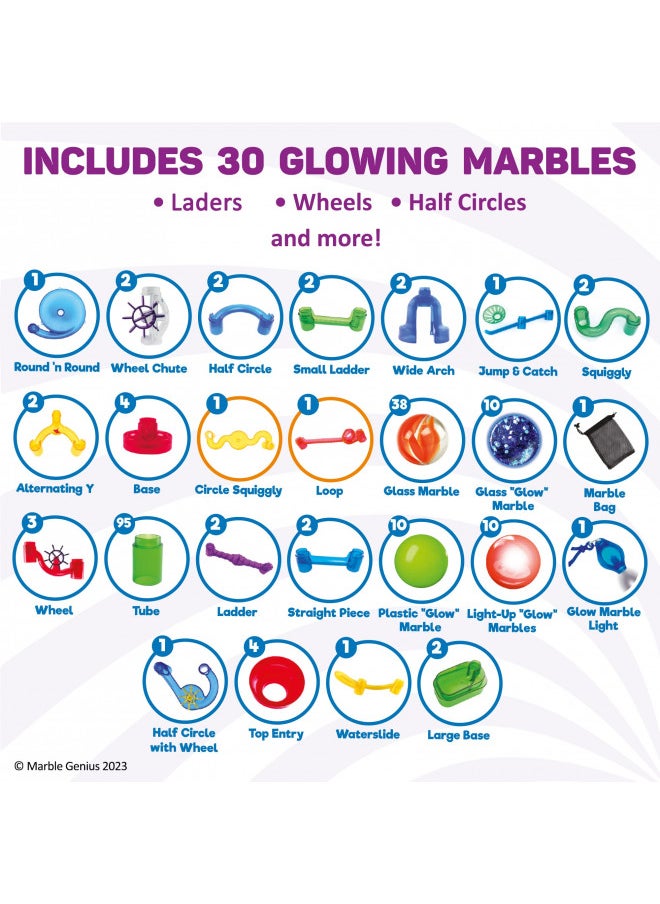 Marble Genius Marble Genius 200 pcs Glow Marble Run Track Race Super Set for Kids Age 4+, Glow in The Dark, STEM Educational Building Block, Color Instruction Manual, Christmas & Thanskgiving Gifts for Kids  - Image 4