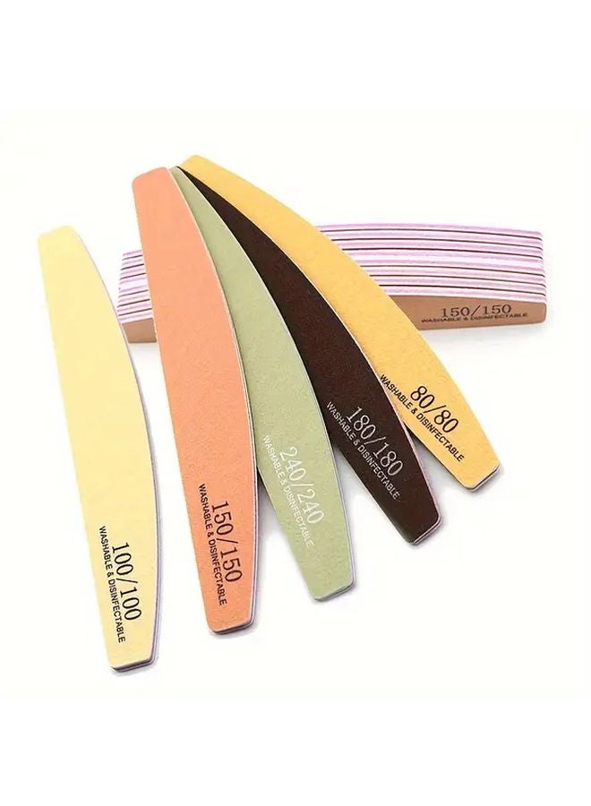 5 Pcs 80 Grit Macaron Sandpaper Nail Files Half Moon Shaped Washable Manicure Buffing Tools - Image 2