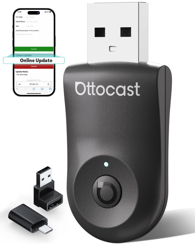 OTTOCAST Mini 2025 2-in-1 Wireless CarPlay/Android Auto Adapter, 5GHz WiFi, Auto Connect for 2016+ Cars - Image 1