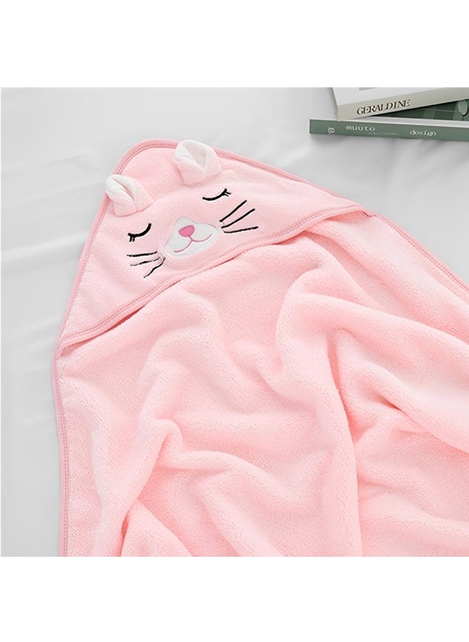 Beauenty - Baby Hooded Bath Towel,Wearable Hooded Towel for Boys Girls,Microfiber Ultra Soft Super Absorbent Baby Towels with Cute Design,Baby Newborn Essentials(Pink) - Image 1
