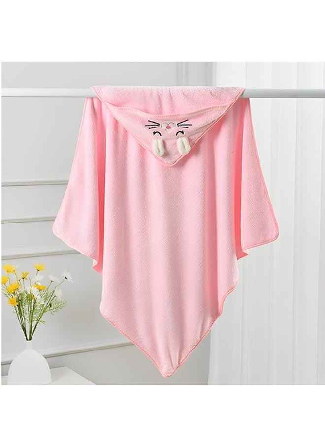 Beauenty - Baby Hooded Bath Towel,Wearable Hooded Towel for Boys Girls,Microfiber Ultra Soft Super Absorbent Baby Towels with Cute Design,Baby Newborn Essentials(Pink) - Image 1