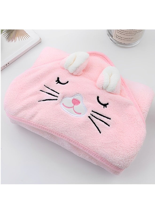 Beauenty - Baby Hooded Bath Towel,Wearable Hooded Towel for Boys Girls,Microfiber Ultra Soft Super Absorbent Baby Towels with Cute Design,Baby Newborn Essentials(Pink) - Image 1
