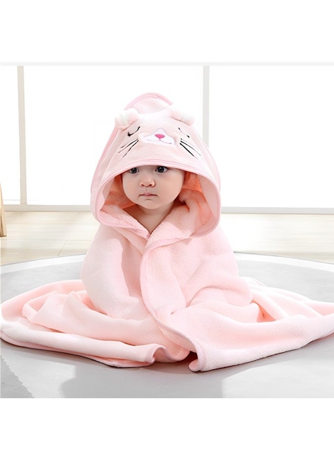 Beauenty - Baby Hooded Bath Towel,Wearable Hooded Towel for Boys Girls,Microfiber Ultra Soft Super Absorbent Baby Towels with Cute Design,Baby Newborn Essentials(Pink) - Image 1