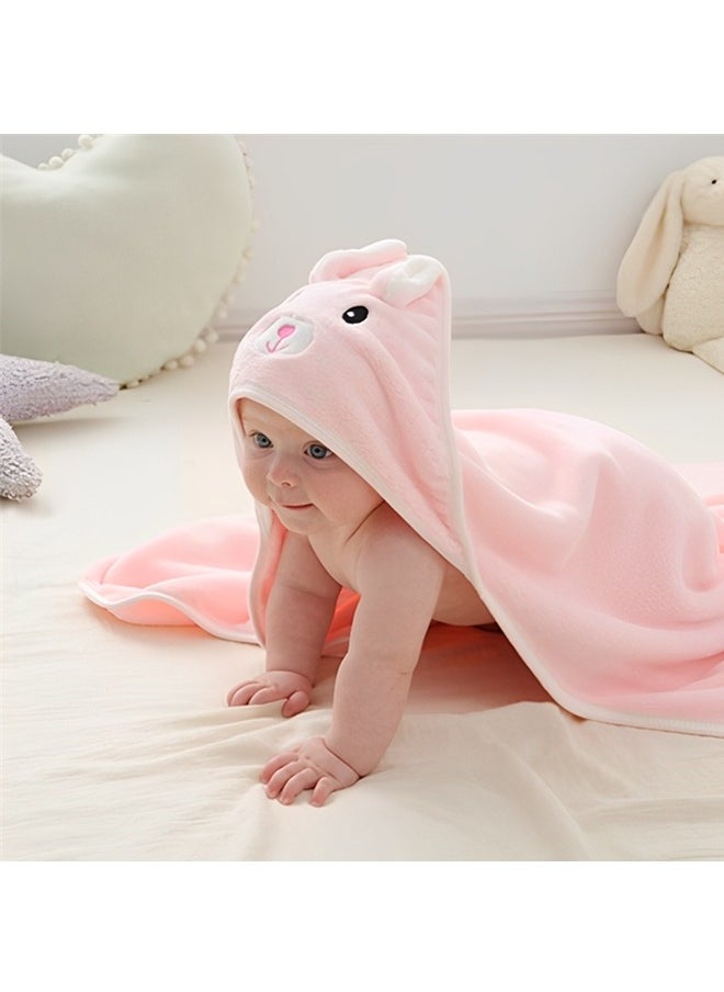 Beauenty - Baby Hooded Bath Towel,Wearable Hooded Towel for Boys Girls,Microfiber Ultra Soft Super Absorbent Baby Towels with Cute Design,Baby Newborn Essentials(Pink) - Image 1