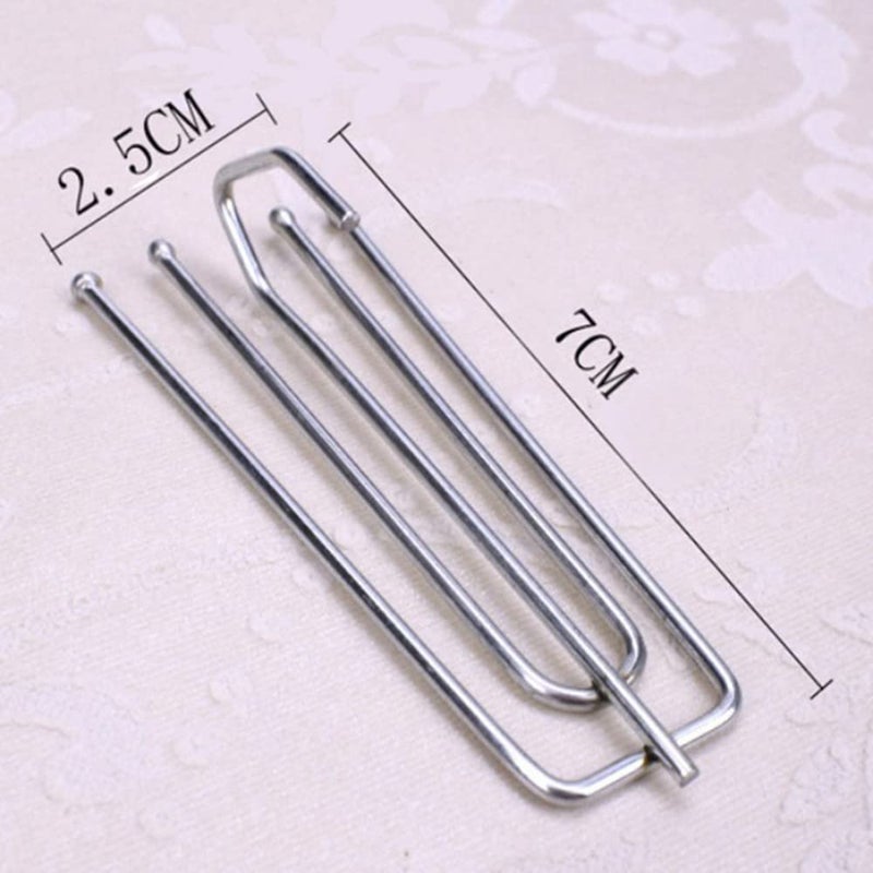 Mateda Stainless Steel Curtain Pleater Tape Hooks, 4 Prongs Pinch Pleat Hook ClipTraverse Pleater 4 End Hooks (30Pcs) - Image 2