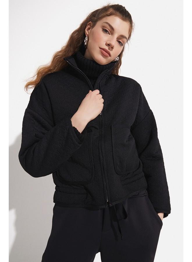 June Self Patterned Jacket Black - Image 1