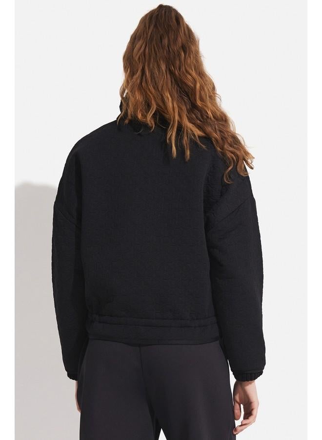 June Self Patterned Jacket Black - Image 4