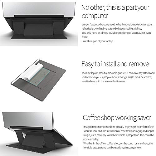 STRIFF Laptop Stand, Invisible Lightweight Computer Stand, Portable Foldable Holder Fit ONLY FOR MacBook, Air, Macbook Pro, Ipad and Tablets(Gray) - Image 3