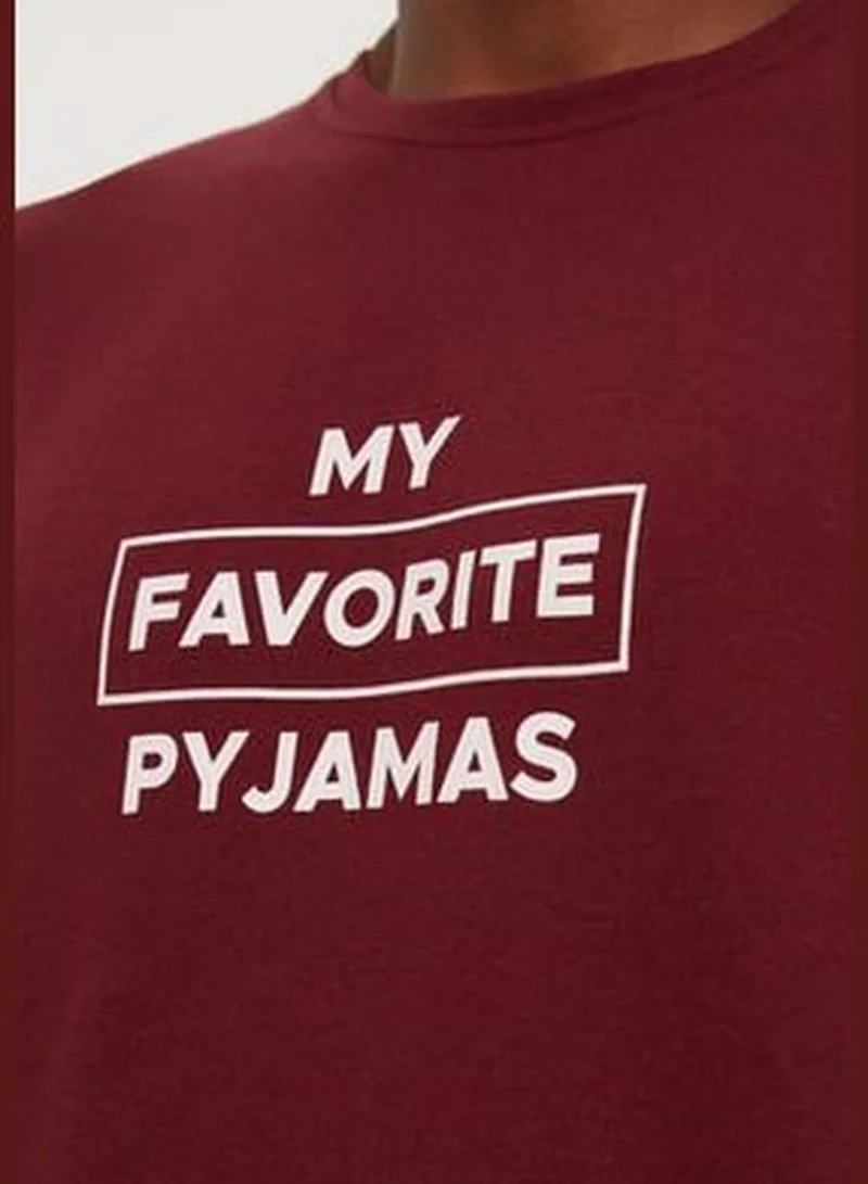 trendyol Claret Red Men's Regular Fit Printed Pajamas Set