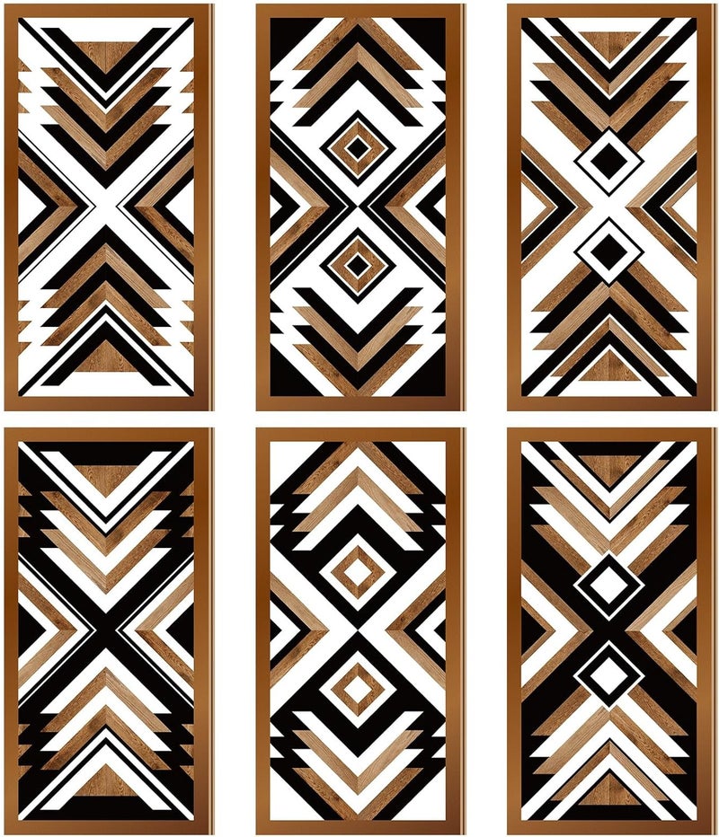 Tatuo Compact design 6 Pcs Farmhouse Southwest Home Wall Decor Frame Wall Hanging Boho Modern Abstract Art Prints Wooden Decorations for Bedroom Bathroom Apartment Mexican Farmhouse Wall Decor(Rectangle Vintage) Assorted natural tone picks - Image 1