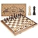 ASNEY Upgraded Magnetic Chess Set 15 Tournament Staunton Wooden Chess Board Game Set with Magnets Crafted Chesspiece ans Storage Slots for Kids Adult Includes Extra Queens - Image 3