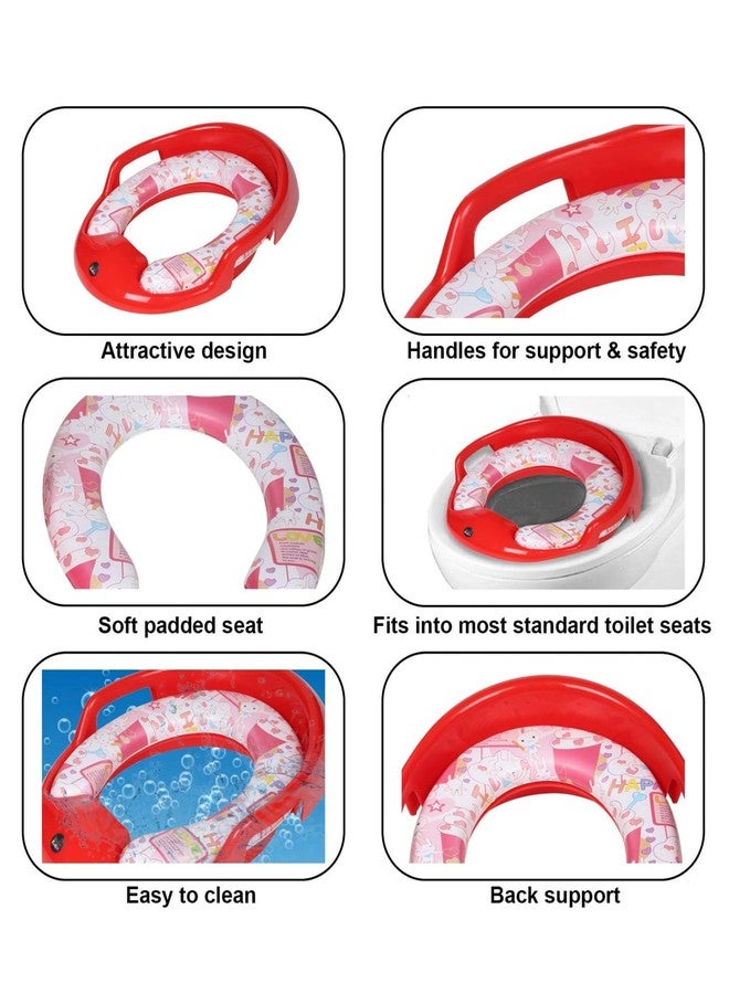 Korbox Toilet Trainer Soft Cushion Baby Potty Seat with Handle and Back Support Toilet Seat for Western Toilet (Red) - Image 4