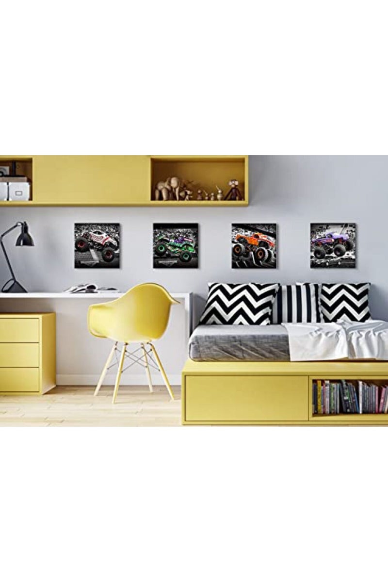 sunfrower Monster Truck Canvas Wall Art Boys Room Decor - Image 3