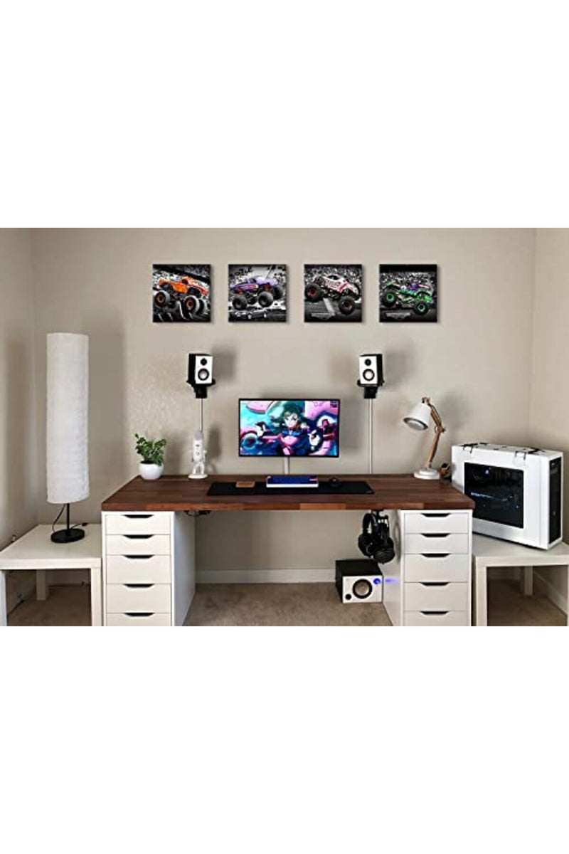 sunfrower Monster Truck Canvas Wall Art Boys Room Decor - Image 2