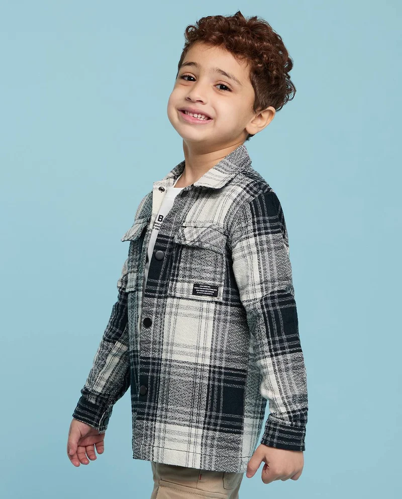 أر أند بي Plaid Shirt with Classic Collar and Long Sleeves