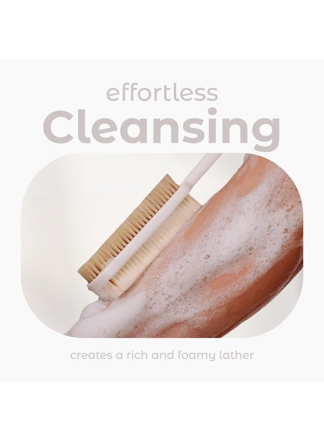MainBasics Back Scrubber for Shower, Long Handle Body Brush with Dual-Sided Exfoliating and Soft Bristles, 15.75 Inch (White) - Image 4