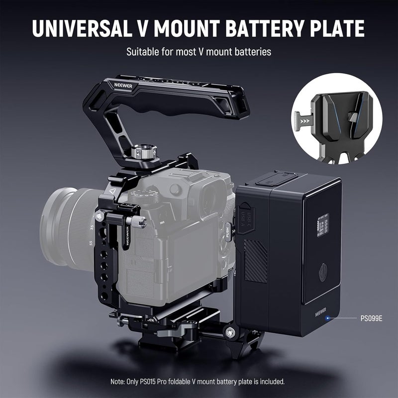 Advanced compact design V Mount Battery Plate with Arca Type Quick Release Plate, Foldable V Lock Mounting Adapter for PS099E, Compatible with Camera Cage Video Rig Accessories DJI RS4 RS3 Gimbal, PS015 PRO Market need oriented construction - Image 2
