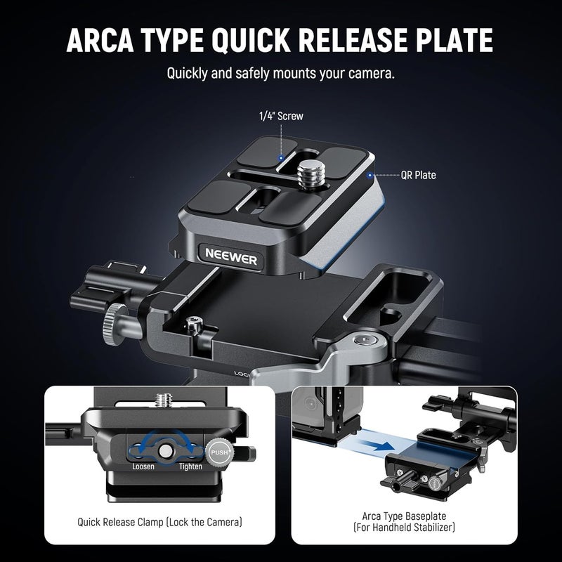 Advanced compact design V Mount Battery Plate with Arca Type Quick Release Plate, Foldable V Lock Mounting Adapter for PS099E, Compatible with Camera Cage Video Rig Accessories DJI RS4 RS3 Gimbal, PS015 PRO Market need oriented construction - Image 3