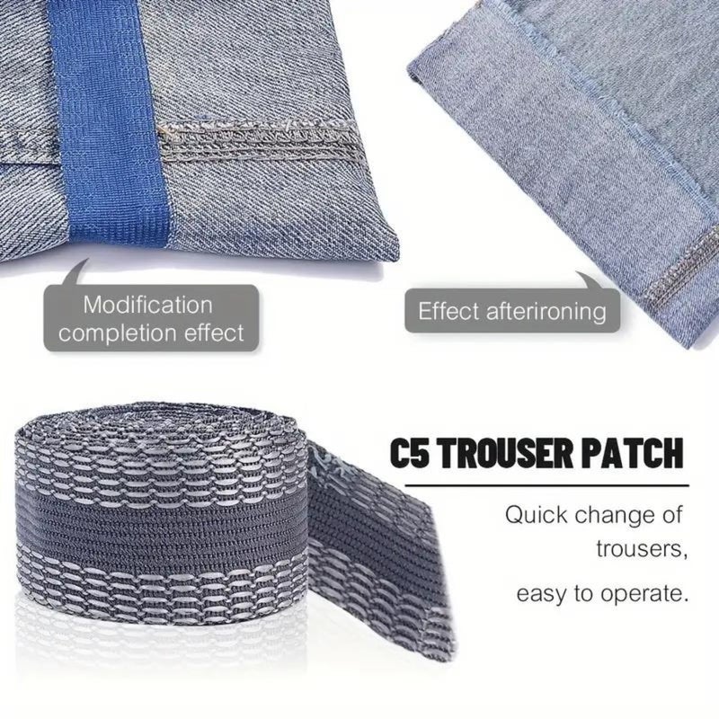 Hicober HICOBER Trousers Fabric Bands, Polyester No Sew Adhesive Hem Tape, Washable and Chemically Washable, No Sewing Required, Fusing Tape for Clothes, Can Be Used for Hems, Jeans and Skirts,(Black,5m Roll)  - Image 3