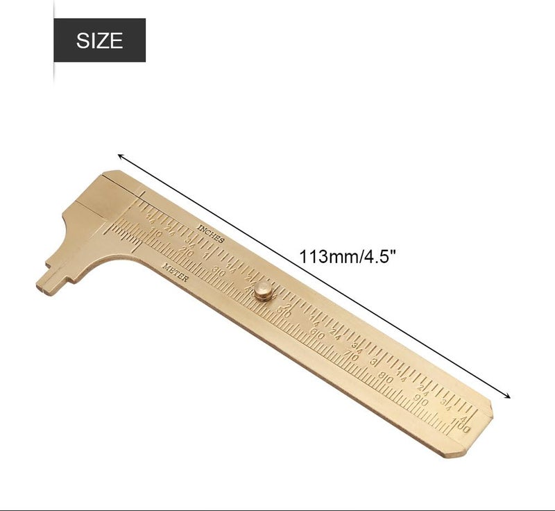 klarako Vernier Caliper - Digital Caliper Precise, 1Pc Brass Sliding Gauge Vernier Caliper Ruler Measuring Tool Double Scales Mm/Inch(80mm) - Image 5