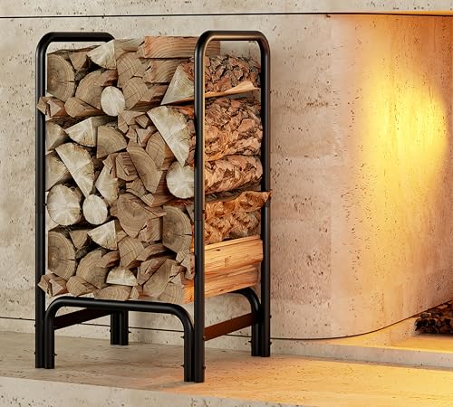 Kingson Firewood Rack Log Holder for Indoor Outdoor Fireplace Black Detachable Firewood Storage Log Storage Holder - Image 1