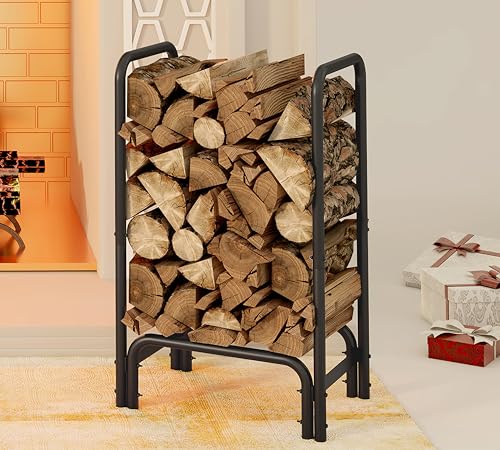 Kingson Firewood Rack Log Holder for Indoor Outdoor Fireplace Black Detachable Firewood Storage Log Storage Holder - Image 3