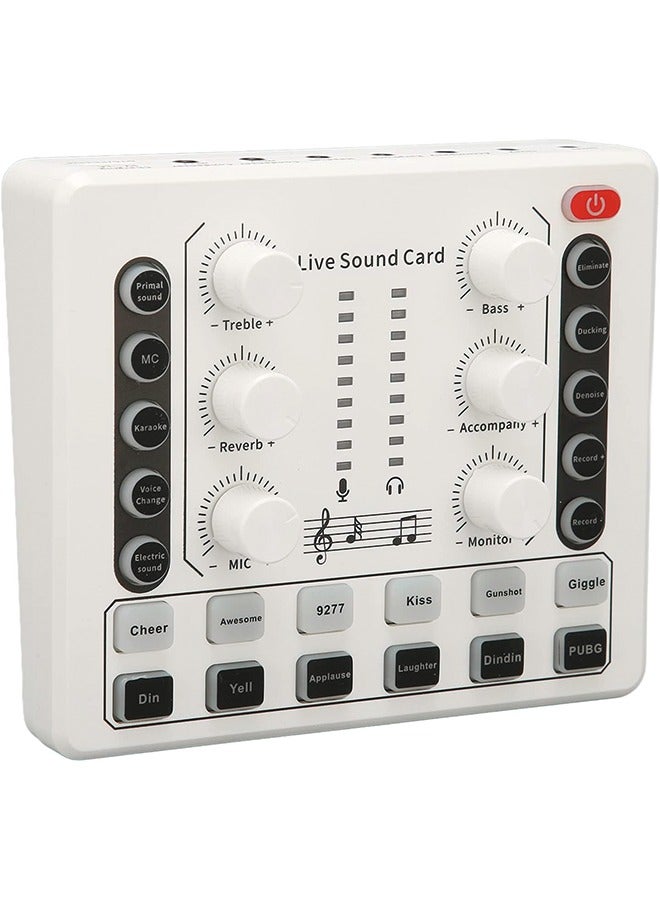 M8 Podcast Live Sound Card, Multiple Sound Effects Voice Changing Mini Sound Mixer Board for Live Streaming Home KTV Singing - Image 2