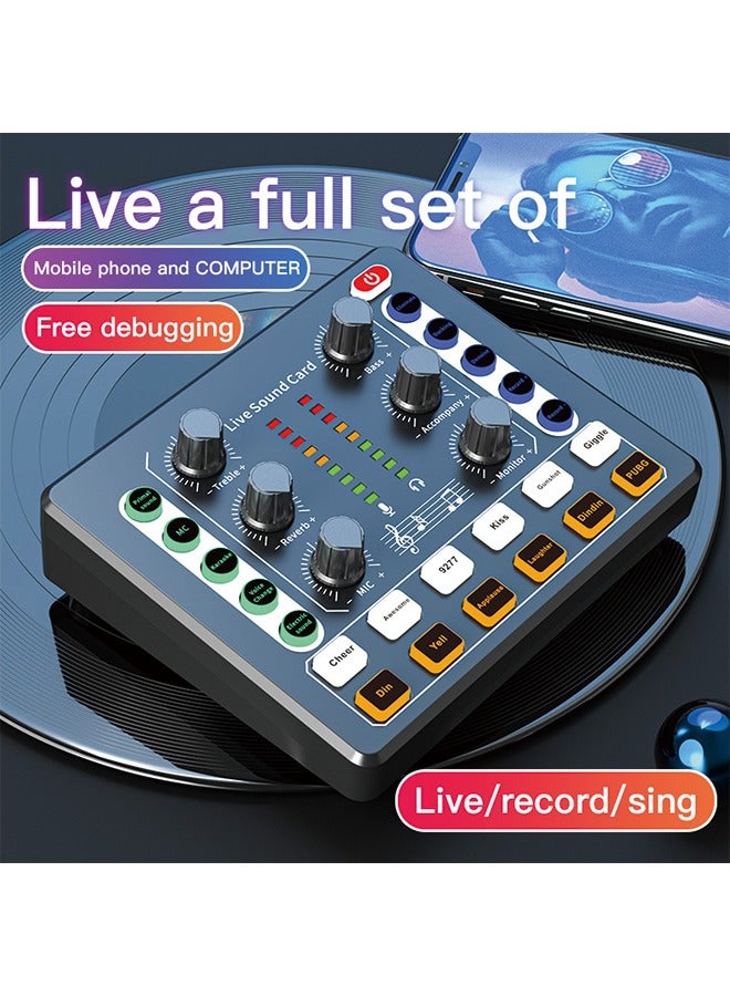 M8 Podcast Live Sound Card, Multiple Sound Effects Voice Changing Mini Sound Mixer Board for Live Streaming Home KTV Singing - Image 4