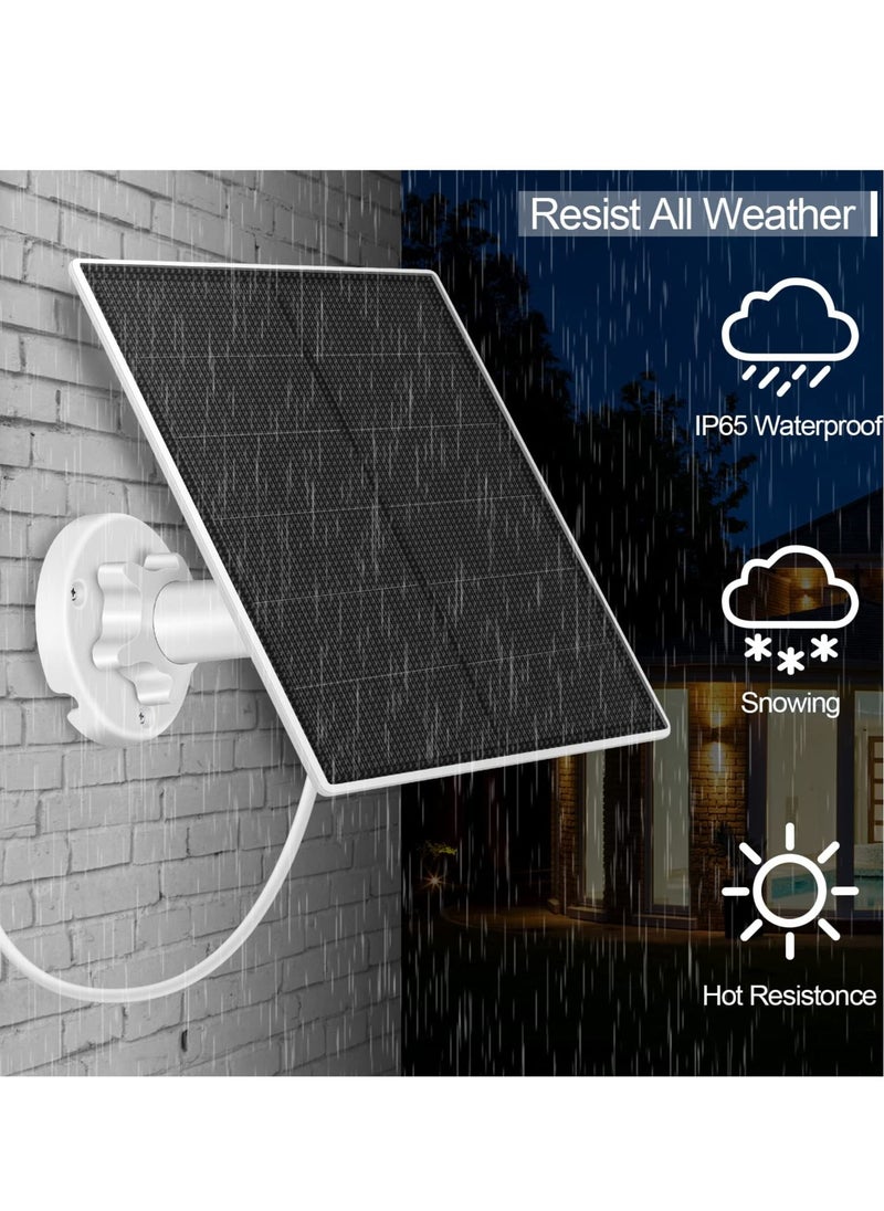 Solar Panel Charger for Security Cameras,5W USB Solar Panel for DC 5V Security Camera,Micro USB & USB-C Port Solar Panel,IP65 Waterproof, 360° Adjustable Mounting