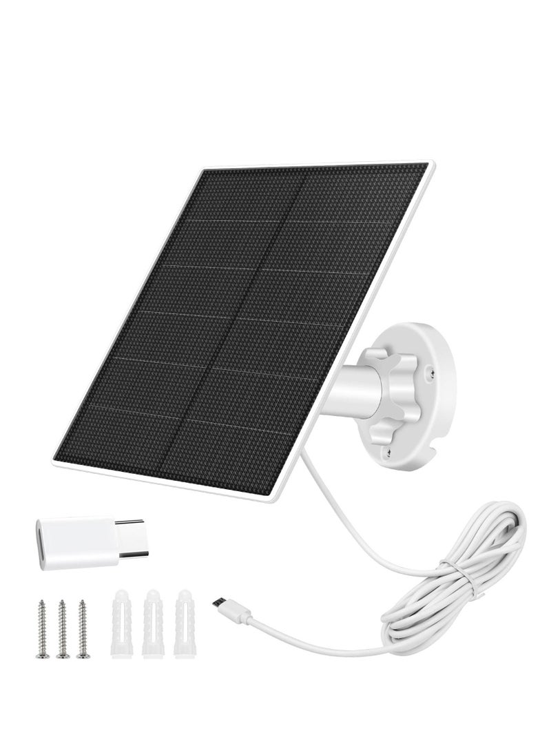 Solar Panel Charger for Security Cameras,5W USB Solar Panel for DC 5V Security Camera,Micro USB & USB-C Port Solar Panel,IP65 Waterproof, 360° Adjustable Mounting
