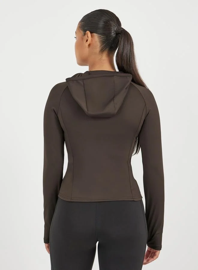 Styli Contour Seam Detail Hooded Zip Up Jacket