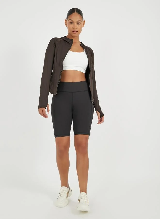 Styli Contour Seam Detail Hooded Zip Up Jacket