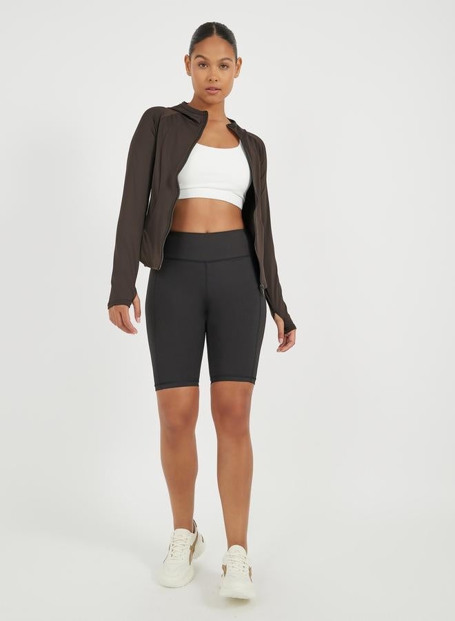 ستايلي اكتيف جاكيت بسحاب بغطاء رأس وتفاصيل خياطة كونتور - Image 4