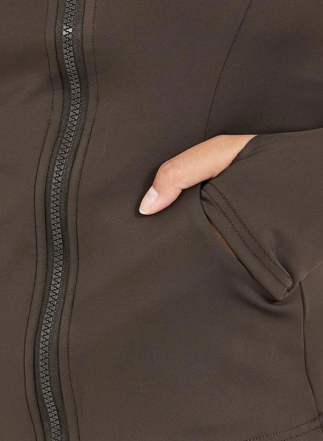 Styli Contour Seam Detail Hooded Zip Up Jacket