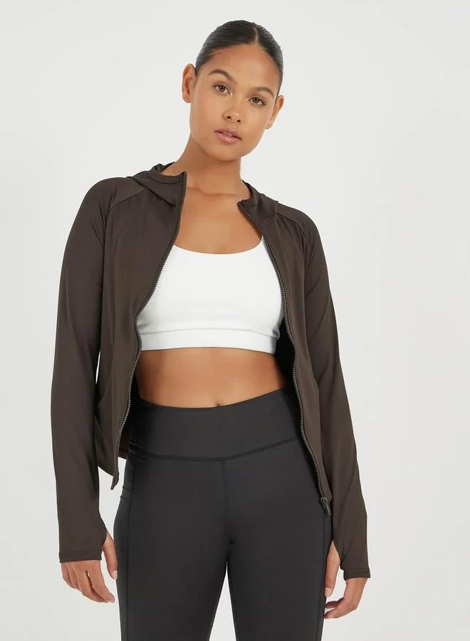 Styli Contour Seam Detail Hooded Zip Up Jacket