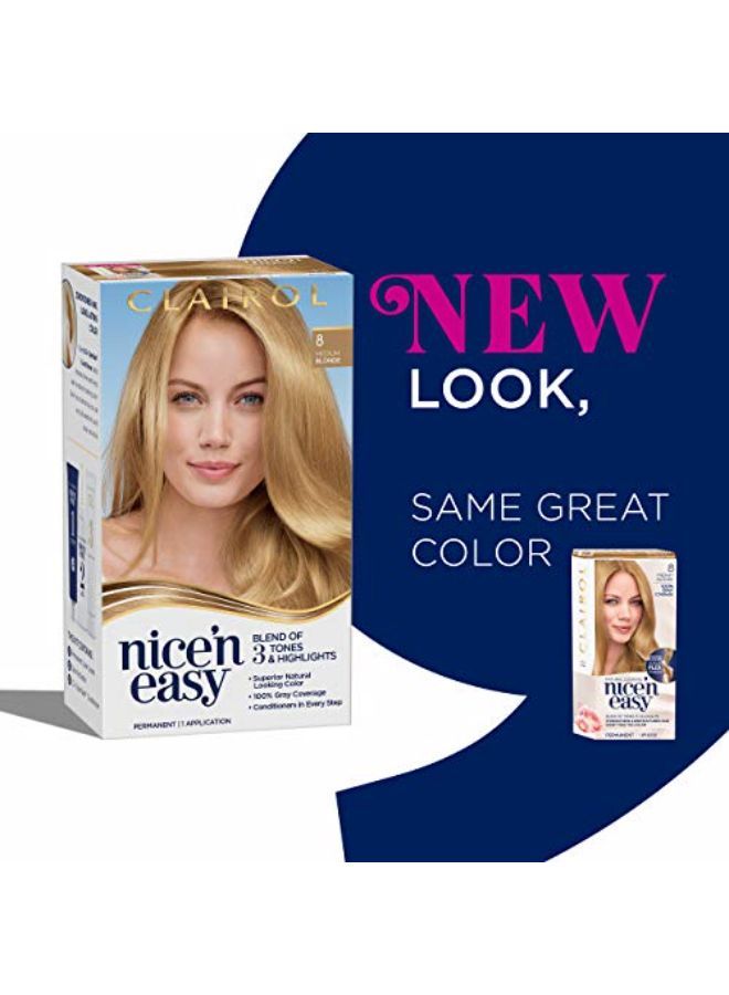 CLAIROL صبغة شعر دائمة من Nice'N Easy، أشقر رمادي متوسط 8A، عبوة من 3 قطع  - Image 2