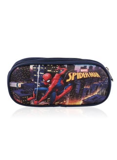Kuber Industries Kuber Industries Pencil Pouch | Multi-Purpose Travel Pouch | Multi Utility Stationery Pouch | 2 Compartments Geometry Box | Lightweight Storage Pouch | Marvel Spider-Man City of Heros | Blue  - Image 1