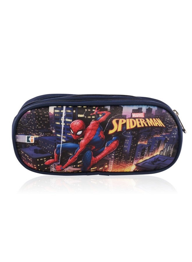 Kuber Industries Kuber Industries Pencil Pouch | Multi-Purpose Travel Pouch | Multi Utility Stationery Pouch | 2 Compartments Geometry Box | Lightweight Storage Pouch | Marvel Spider-Man City of Heros | Blue  - Image 1