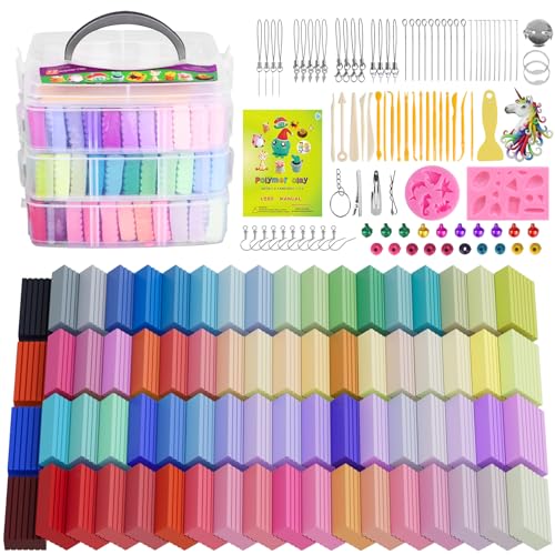 CyAJM Polymer Clay Set 72 Color Oven Bake with Sculpting Tools and Accessories Modeling Clay for KidsIdeal DIY Clay Art Set for Kids Beginners Artists - Image 1