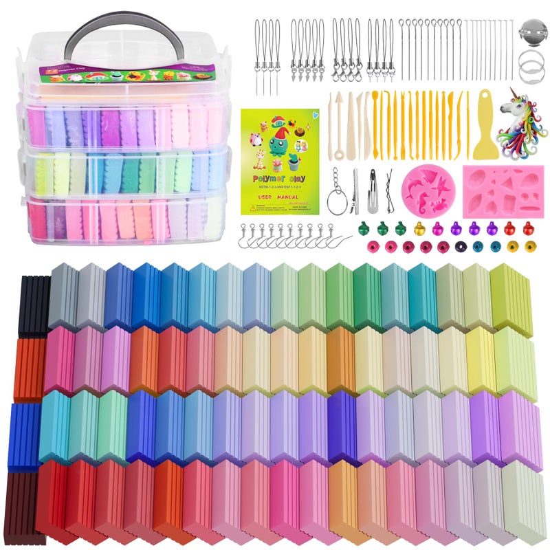 CyAJM Polymer Clay Set 72 Color Oven Bake with Sculpting Tools and Accessories Modeling Clay for KidsIdeal DIY Clay Art Set for Kids Beginners Artists - Image 2