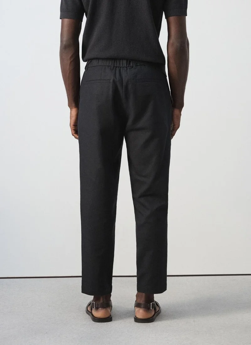 Mango Man Slim fit cropped linen-cotton trousers